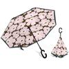 Inverted Umbrella with Floral Nordic Reverse Long Strong Wind UV Water Suitable for Rain or Car Business Light Heat Character Design Pattern, Design,