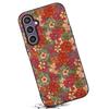 For Samsung Galaxy S25 Case Flower Print PU Leather + PC + TPU Phone Cover