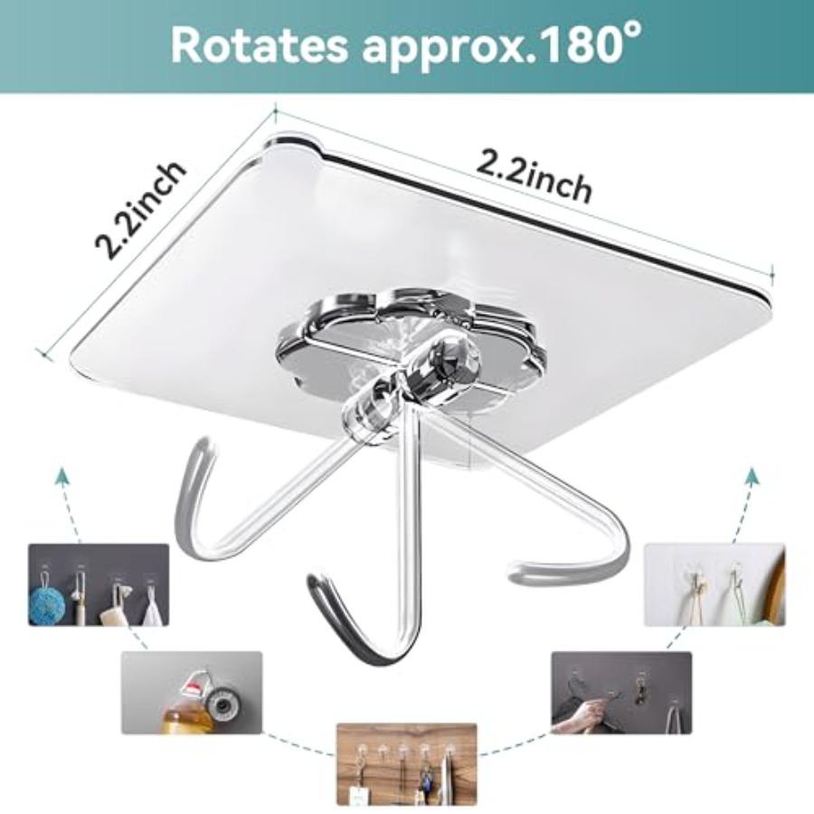 28 Pack Clear Adhesive Wall Hooks for Kitchen Bathroom Shower Ceiling Heavy Duty Sticky Hooks Self Adhesive Holding Strong