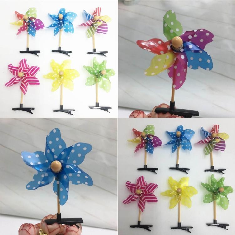 Pack of 24 Colorful Pinwheel Hair Clip Windmills Hair Barrette Hair Decorations