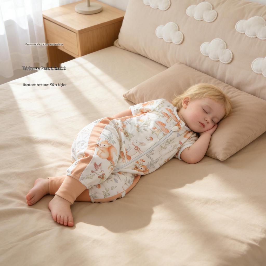A-Class Bamboo Cotton Gauze Summer Sleeping Bag with Legs and Removable Sleeves for Boys and Girls
