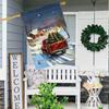 1PC Christmas Tree Red Truck Double-Sided Polyester Garden Flag, Outdoor Lawn Decoration, No Electricity Needed