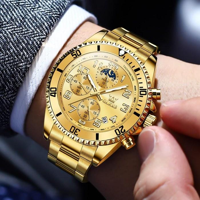 OLEVS Men's Watch G2926GG-GG Gold Analog Quartz Waterproof Date Business Stylish Chronograph