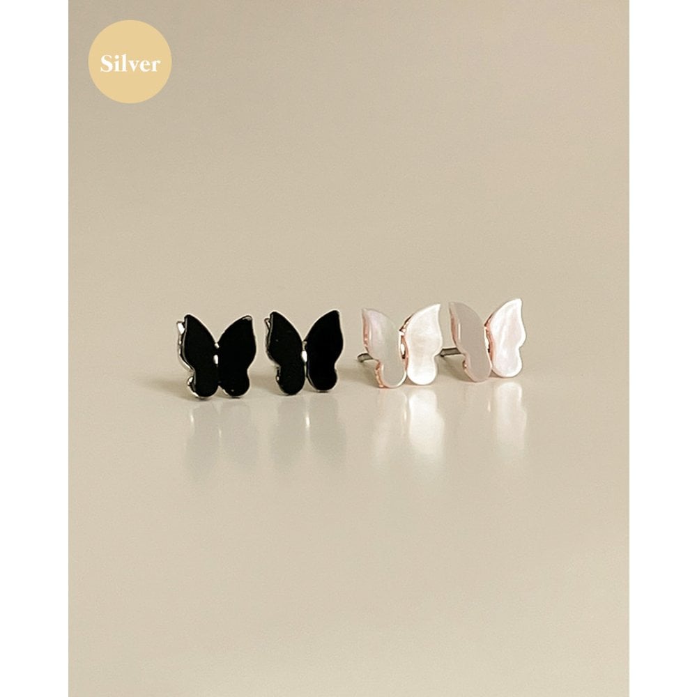[4Xtyle] [925 Silver] Mother-Of-Pearl Butterfly Earrings E 163