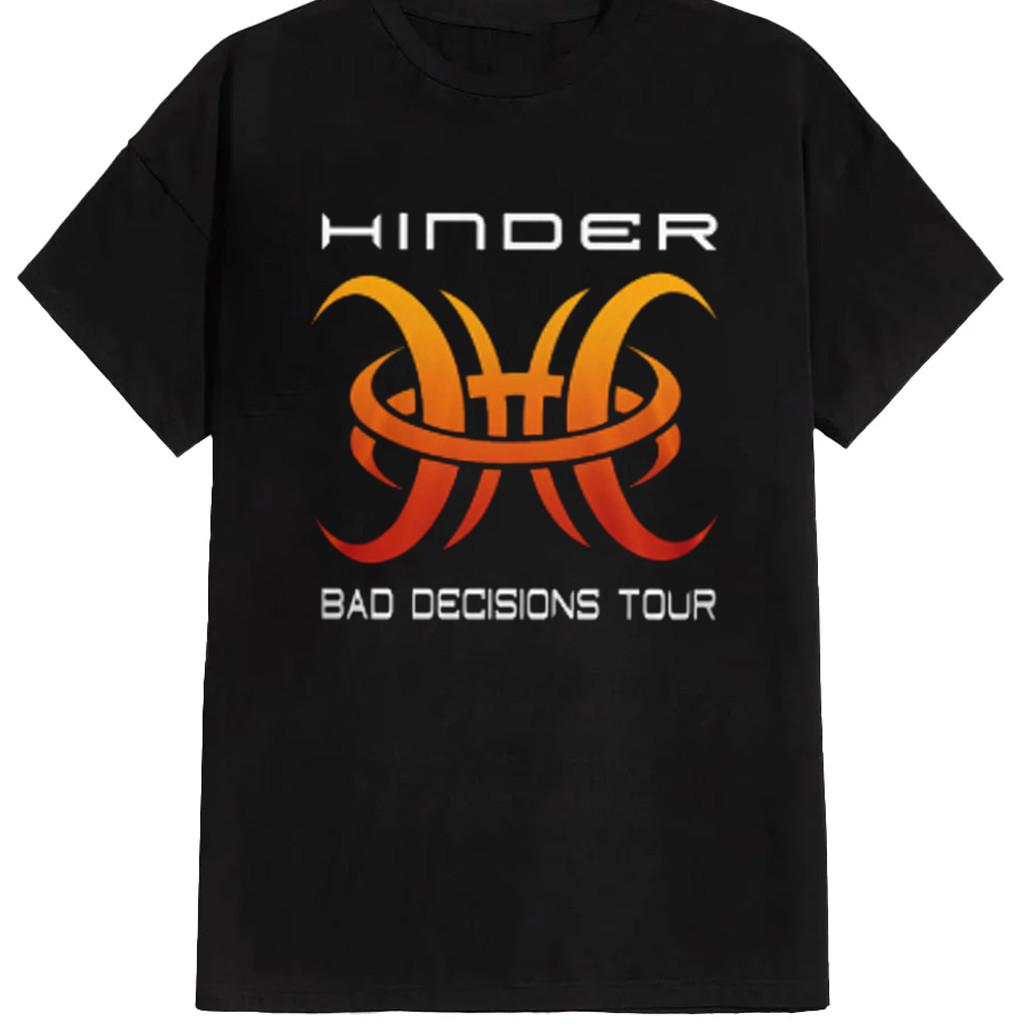New Hinder Bad Decisions Tour 1 Sides Black Cotton Shirt CL1028 L