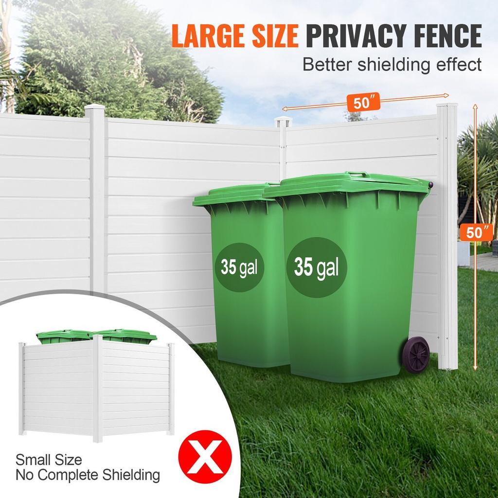 Outdoor Privacy Screens, 50" W x 50" H Air Conditioner Fence, Pool Equipment Enclosure, Horizontal Vinyl Privacy Fence, Perfect to Enclose Trash Can