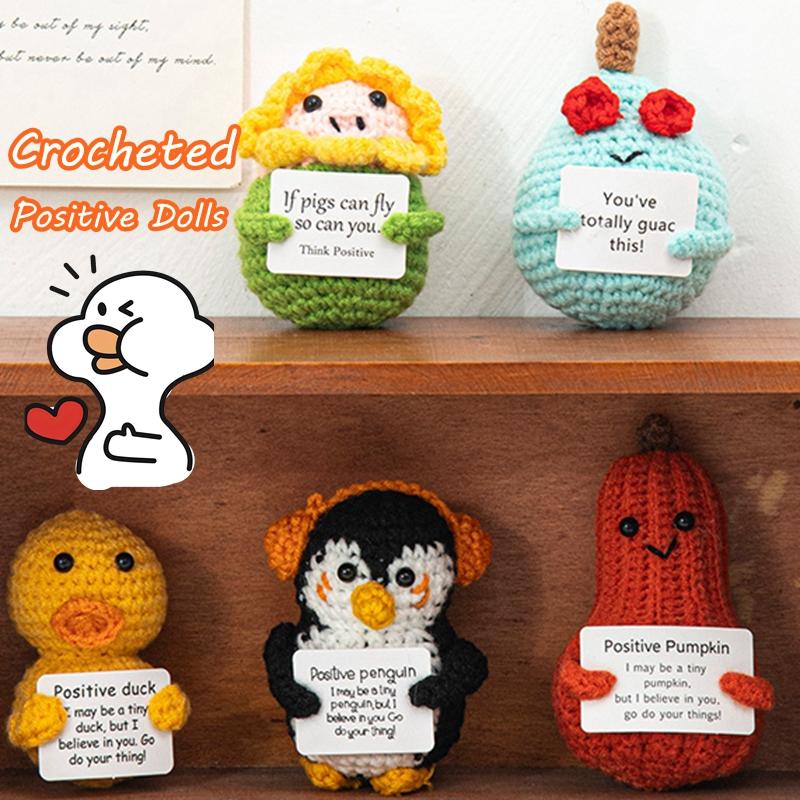 Positive Energy Fruit Doll Funny Handmade Crocheted Ornaments Office Desktop Figurine Statue Decoration Creative Festivals Gift