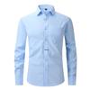 Men's High-End Long-Sleeve Stretch Dress Shirt - European & American Sizes, Solid Color Business Casual Top