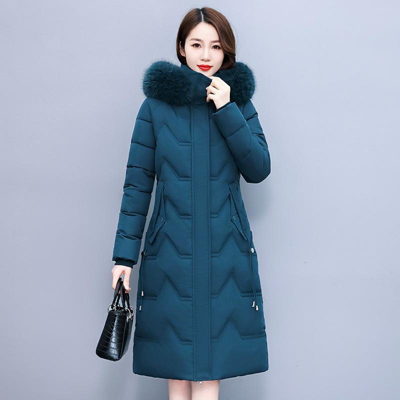 Down cotton-padded clothes women's new winter long over-knee thickened cotton-padded clothes slim and thin cotton-padded jacket