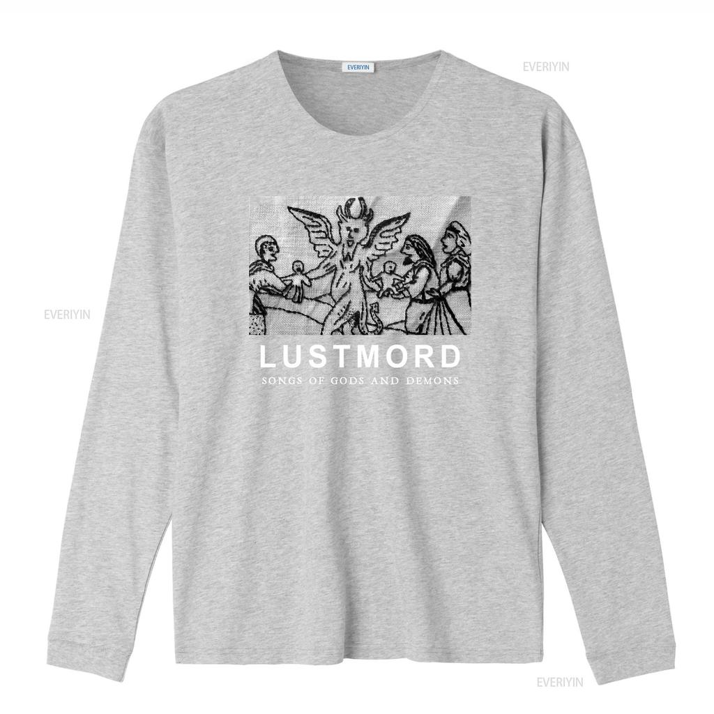 LUSTMORD T Shirt Songs Of Gods And Demons Print vintage Washed Stretched Versatile Unisex Casual Top For Everyday Wear