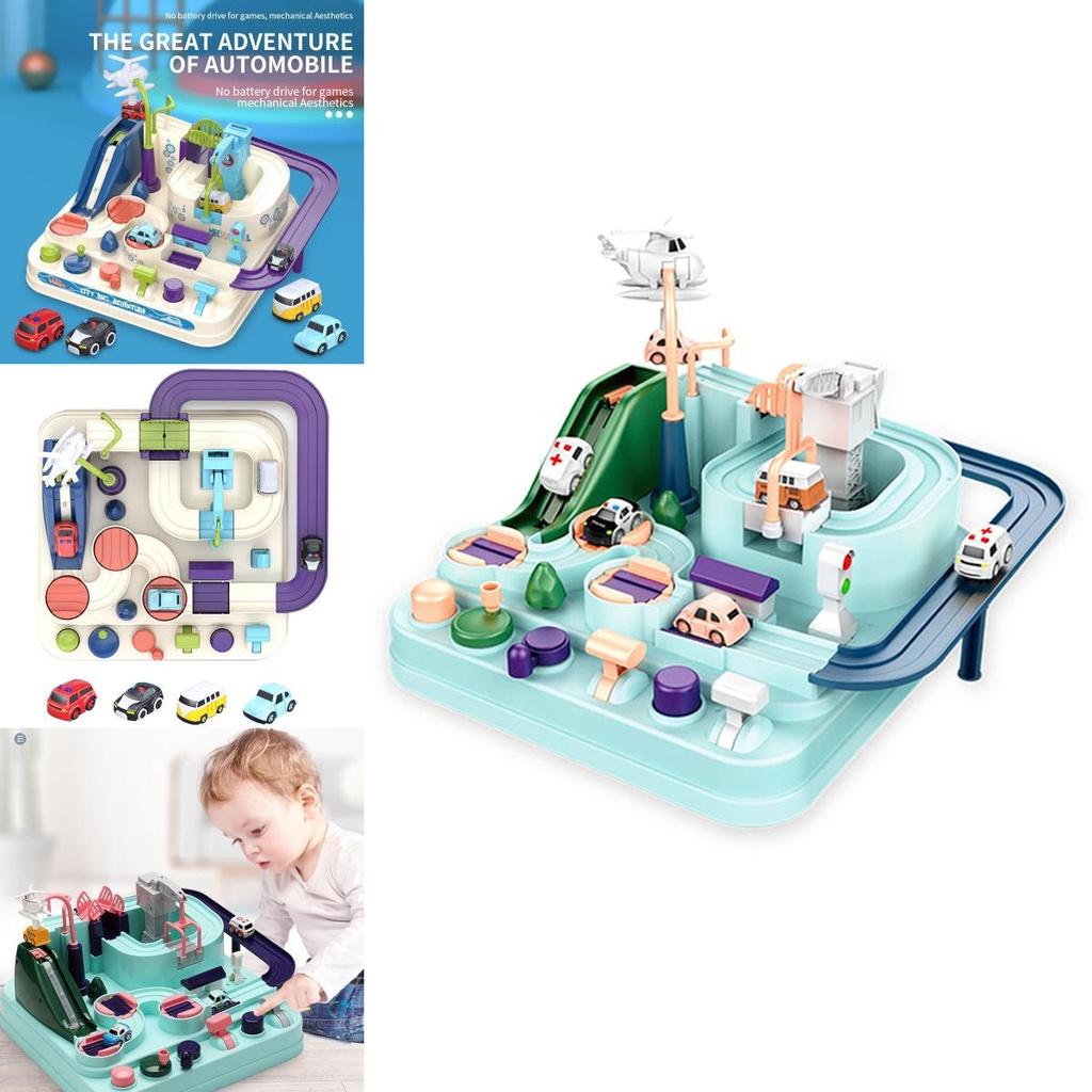 Abenteuer Schienen Autorennen Spielzeugset für Kinder Kein Akku erforderlich Auffällig Verschiedene Herausforderungen