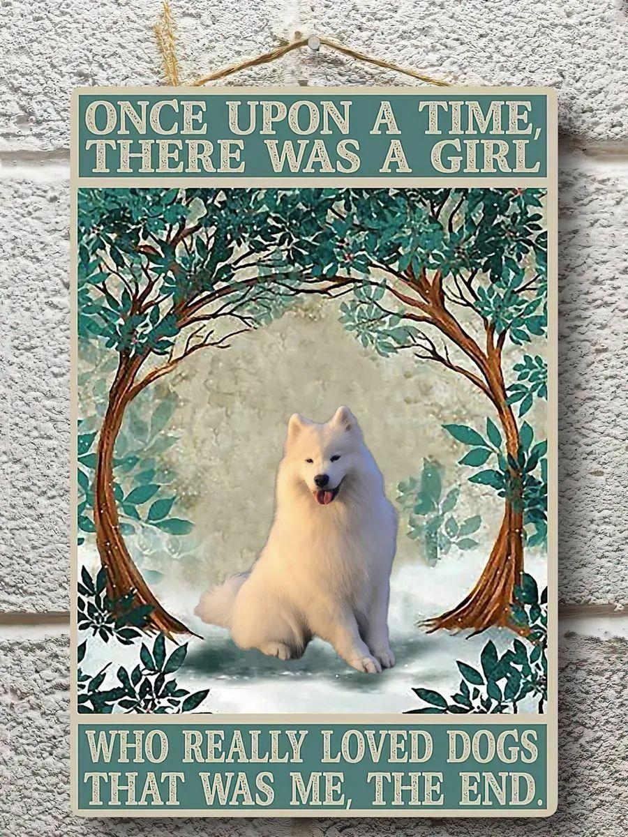 Винтажный металлический постер Самоед, Ретро декор для стен с собакой