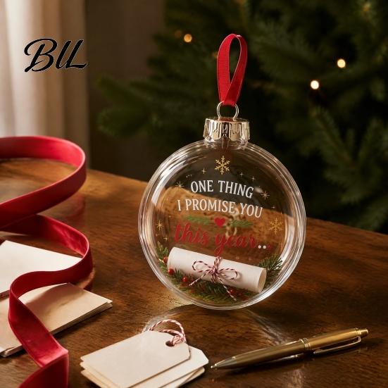 Reusable Clear Ball Acrylic Fillable Christmas Ball, DIY Transparent Ornament for Xmas Tree, Hanging Holiday, Wedding, Party, Home Decoration