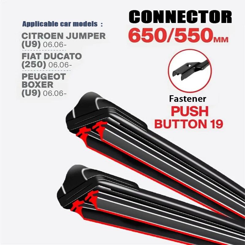PUSH BUTTON 19 Wiper Blades 650/550mm (26 +22 ) for Citroen Jumper, Fiat Ducato & Peugeot Boxer чёрный