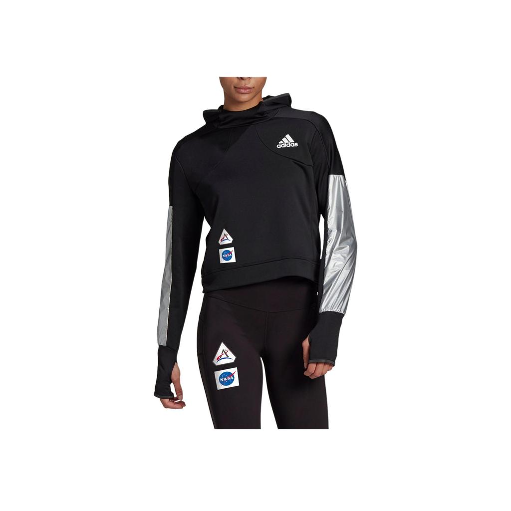 Adidas Space Hoodie Running Sportswear Women Tops Black GK6994