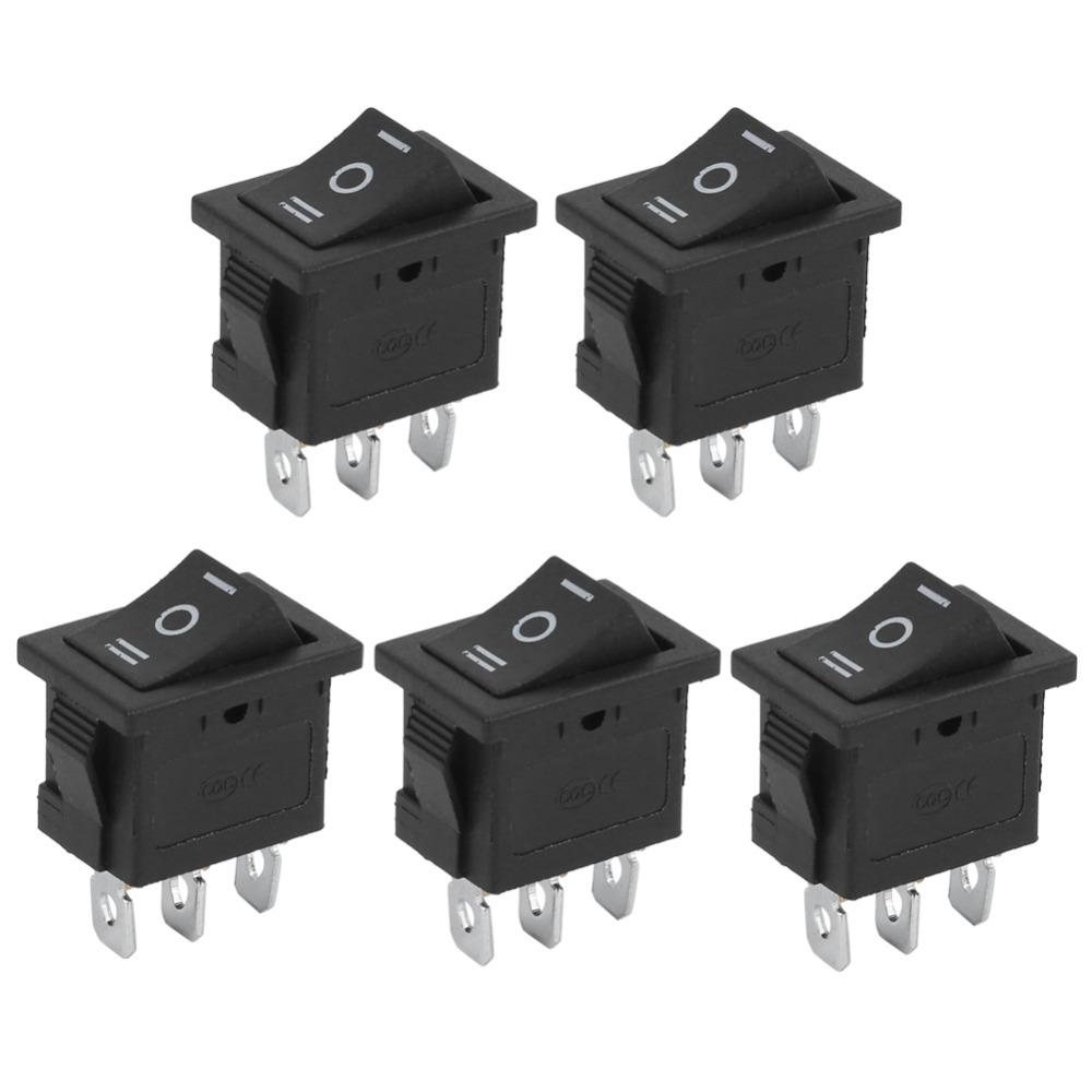 10Pcs KCD1 Mini Rocker Switch 6A250V 10A125V Black Boat Rocker Switch Square 3 Pin 3 Position Toggle ON-OFF-ON Auto Toggle