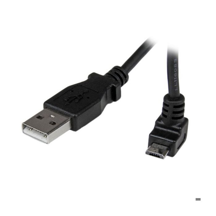 Micro USB - A To Micro B Angled 90° Upwards Cable - 1 M - Black