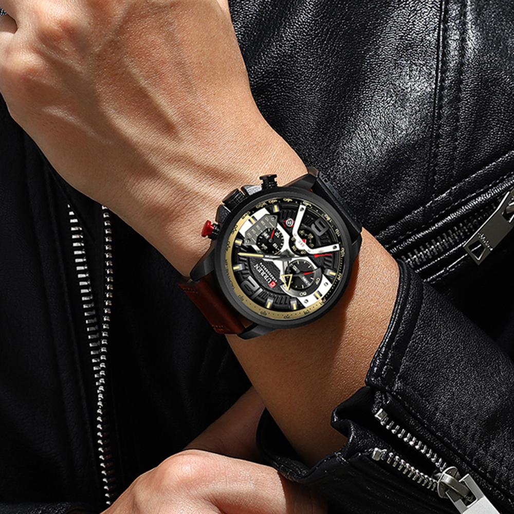 CURREN Mens Watches Top Brand Luxury Leather Sports Watch Men Fashion Chronograph Quartz Man Clock Waterproof Relogio Masculino