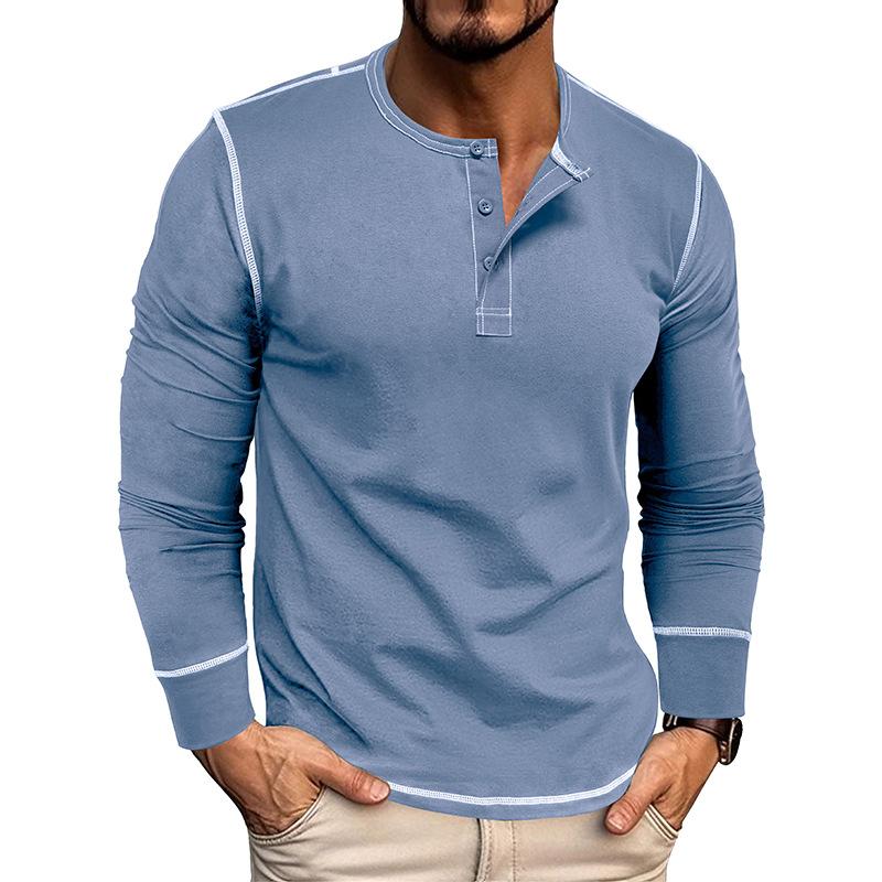 Men's Henley T-Shirt Casual Long Sleeve Lightweight Button Pullover Shirts Stretch Basic Tees Tops Workout Athletic Slim Fit Henley Shirts for Men
