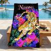 Custom Name Floral Leopard Stylish Digital Printing Beach Towel Quick‑Drying Absorbent Blanket for Beach Pool Gym Travel