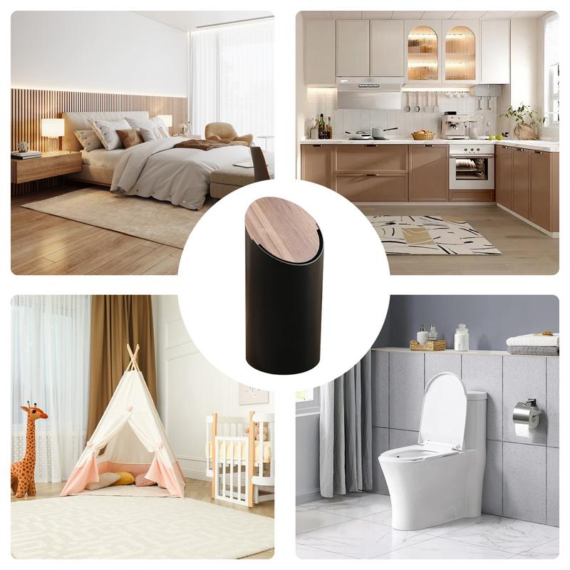 Garbage Can With Lid Swing Top Decorative Garbage Can Modern Wooden Covered Waste Basket Sleek Garbage Container For Kitchen