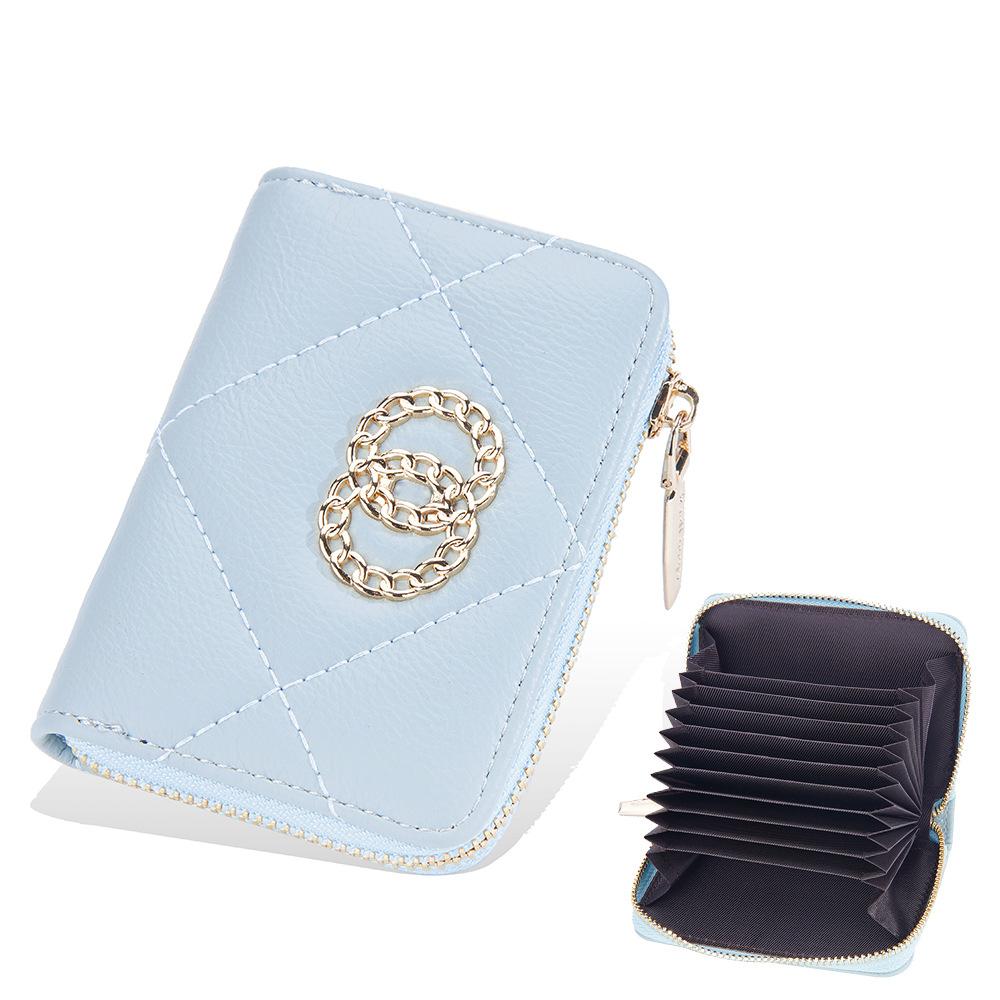 Baellerry Women's Short Purse Pu Leather Card Holder Multiple Card Slots Wallet Zipper Coin Purse Fashion Quilted Card Protector