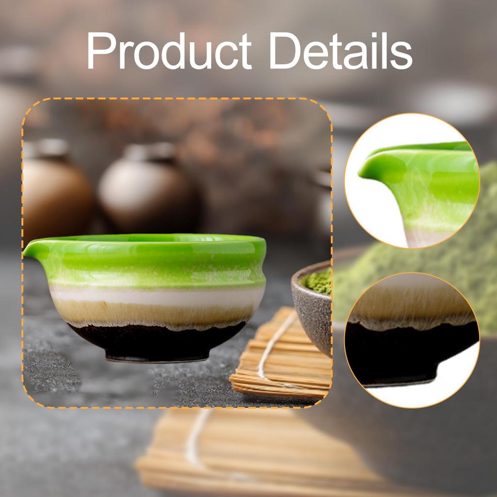 Ceramic Matcha Bowl Green Tea Cup Smooth Household Easy To Clean with Pouring