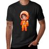 Orange Astronaut Pixel Art T-Shirt billige Sachen Sommer Oberteil schwere T-Shirts für Männer