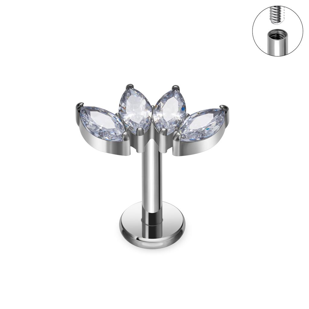 G23 Titanium 16G Piercing Labret Lip Nasal Nail Stud Earring Internal Thread Body Jewelry Design Ear Tragus Cartilage Helix Dait