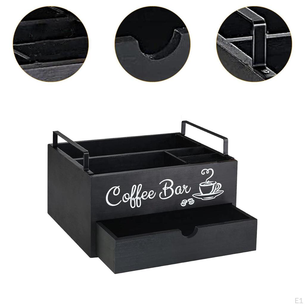 Coffee Organizer for Countertop, Wooden Holder and Accessories
