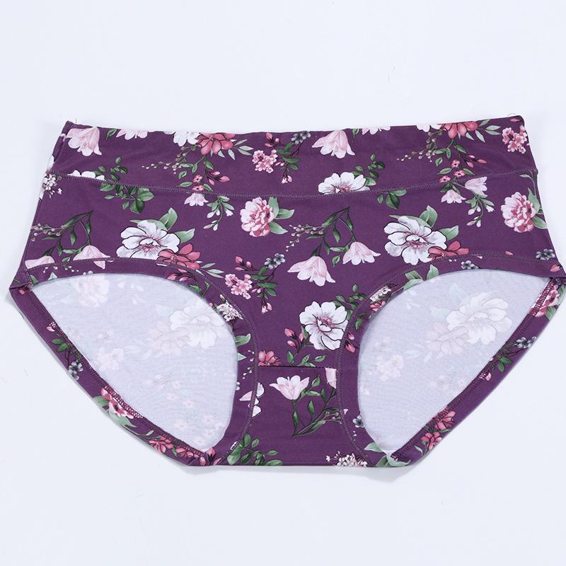Plus Size Russian Women's High Waisted Printed Triangle Panties