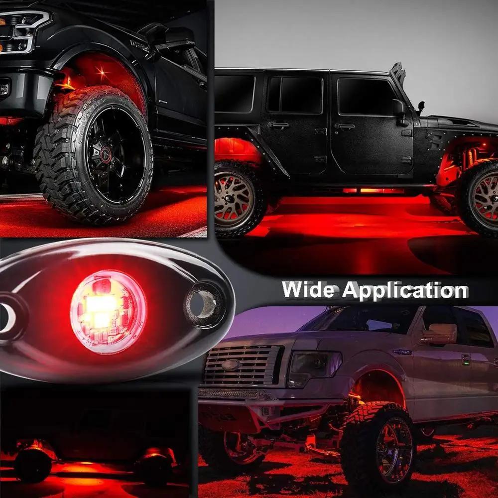 Red Rock Lights 6 Pcs Cars LED Lights for ATV SUV Offroad Car Truck Boat Underbody Glow Trail Rig Lamp Underglow LED Neon Lights