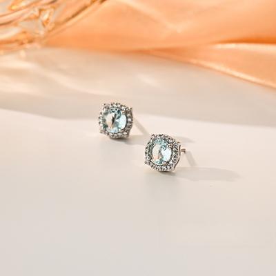 Modré Diamantové Náušnice Lehký Luxus Super Třpytivé Nádherné Módní Temperamentní Ušní Niche Designový Smysl pro Ženy