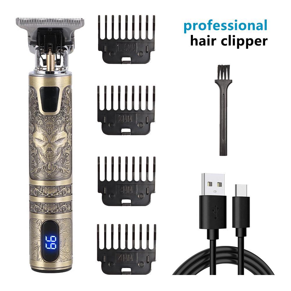 Rechargeable Metal Hair Clipper: Oil Head, Carving, Bald, and Cross-Border Electric Razor.