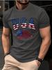Summer Unisexs 100 Cotton Casual Fashion American Flag Pattern Printed Loose Sport Round Neck Short Sleeve Tshirt