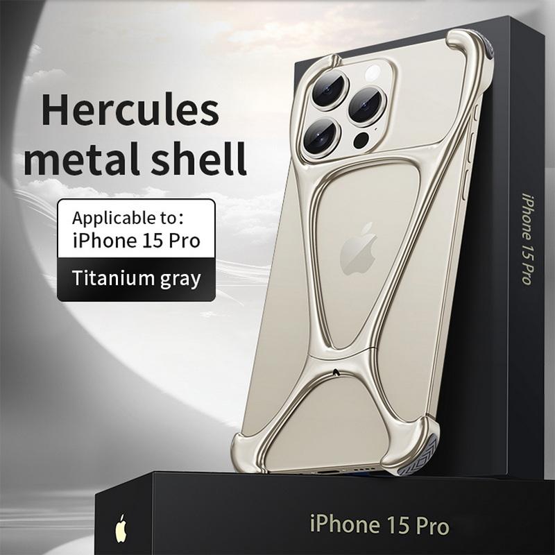 Dazzling Color Zinc Alloy Frameless Phone Cover For iPhone 15 Pro Max 14 Pro 13 Shockproof Heat Dissipation Hard Case