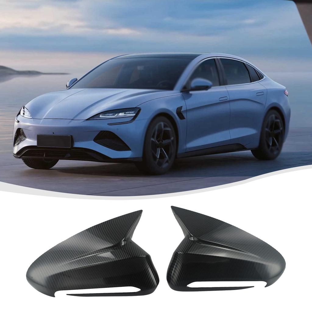 Car Rearview Mirror Cover Side Glass Mirror Trim Carbon Look