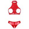 Underwear Set 2 Piece Sexy Women Hollow Crotch Open Bust Latex Leather Bra And Thong Exotic Adult Club Clothing Erotic Lingerie