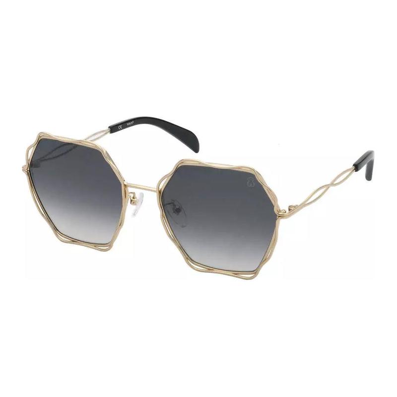 TOUS Brand Logo Metal Irregular Sunglasses Women's Gold STO445570300