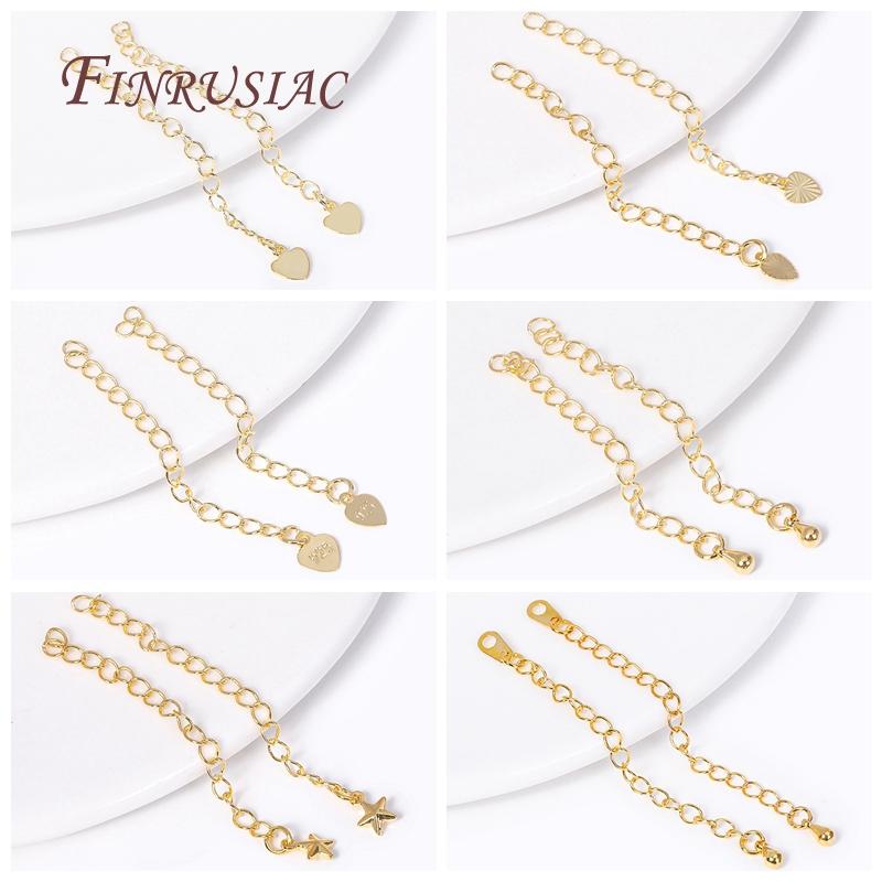 18K Gold Plated Chain Extender with Tag Brass Metal Extension Chain Connectors For DIY Necklace Bracelet Jewelry Making Findings