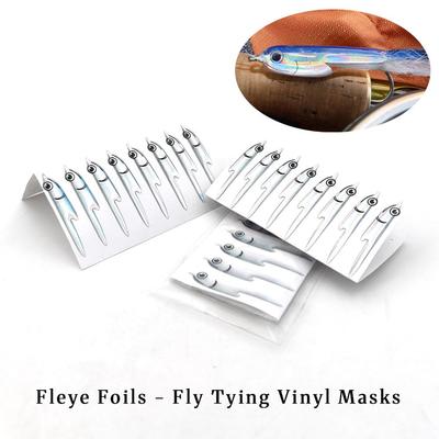 8 Paia Fleye Foils Kit per la Legatura di Mosche Maschere Laterali del Pesce Preformate in Vinile, Adesivi Migliorati per Testa di Pesce Artificiale per la Pesca a Mosca in Acqua Salata