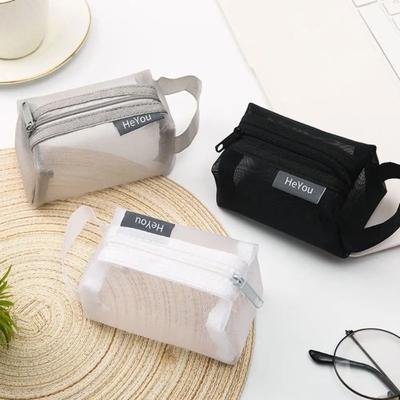Mode Transparentes Netz Aufbewahrung Nylon Reißverschlussbeutel Kleine Geldbörse Schlüsselkartenetui Transparente Kosmetiktasche Mädchen