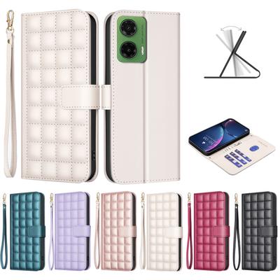Luksusowe Etui Skórzane Portfel w Kratę z Klapką na Karty Dla Huawei Honor X6B X9B X8B X7B Ochronna Okładka Książkowa Dla Honor X7A X6A