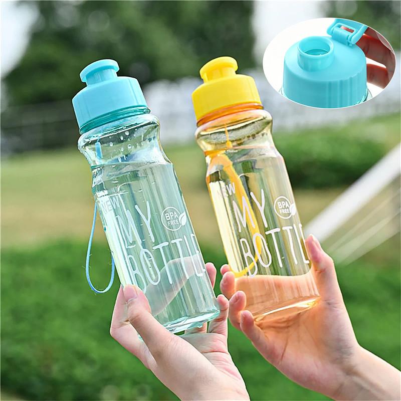 600ml Plastic Water Bottle Lightweight to Carry Sport Cup with Rope Anti-drop Outdoor Use Water Container Adorable Student Couple Water Cup Mug Gift