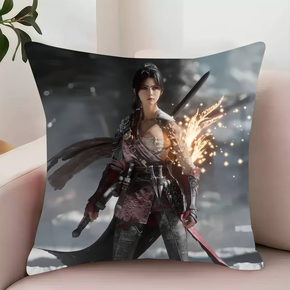 Game W-Wuchang F-Fallen Feathers Pillow Case Decor Protective Covers Comfortable soft for Sofa Living Room Home office 12x12Inch