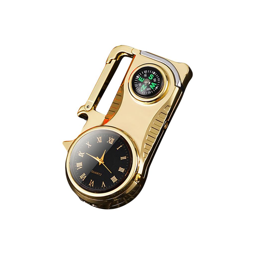 Multifunctional Keychain With Hour Hand, Bottle Opener, Real Watch, Five-in-one Inflatable Lighter With Colored Light