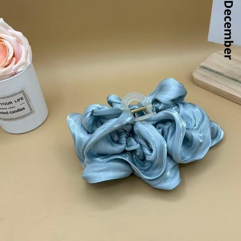 Soft Pleated Chiffon Flower Banana Hair Clips Anti Slip Holder Elegant Hair Clamp Women Daily Wedding Party Hair Accessories