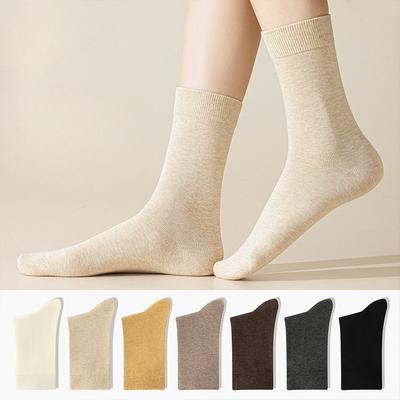 Damen Herbst und Winter Freizeit All-Match Reine Baumwolle Einfarbige Knochenlose Socken
