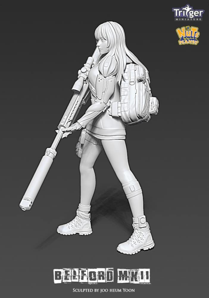 Nuts Planet Belford Cyborg-Mädchen, das Fernkampf-Scharfschießen ausführt Resin-Bausatz T12003 Formfarbe 1/16 Mk.2 (120 mm) ultra-lang
