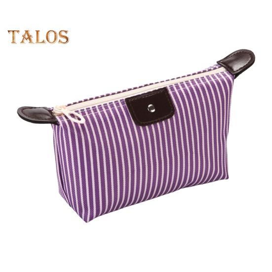 

Полосатая косметичка, водонепроницаемая, складная, большой емкости, застежка-молния, в форме пельменя, портативный органайзер для косметики для путешествий и домашнего хранения фиолетовый